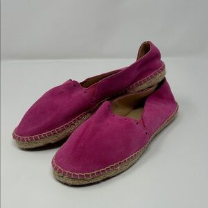 Talbots Suede Hot Pink Espadrille Flats with Straw Bottom